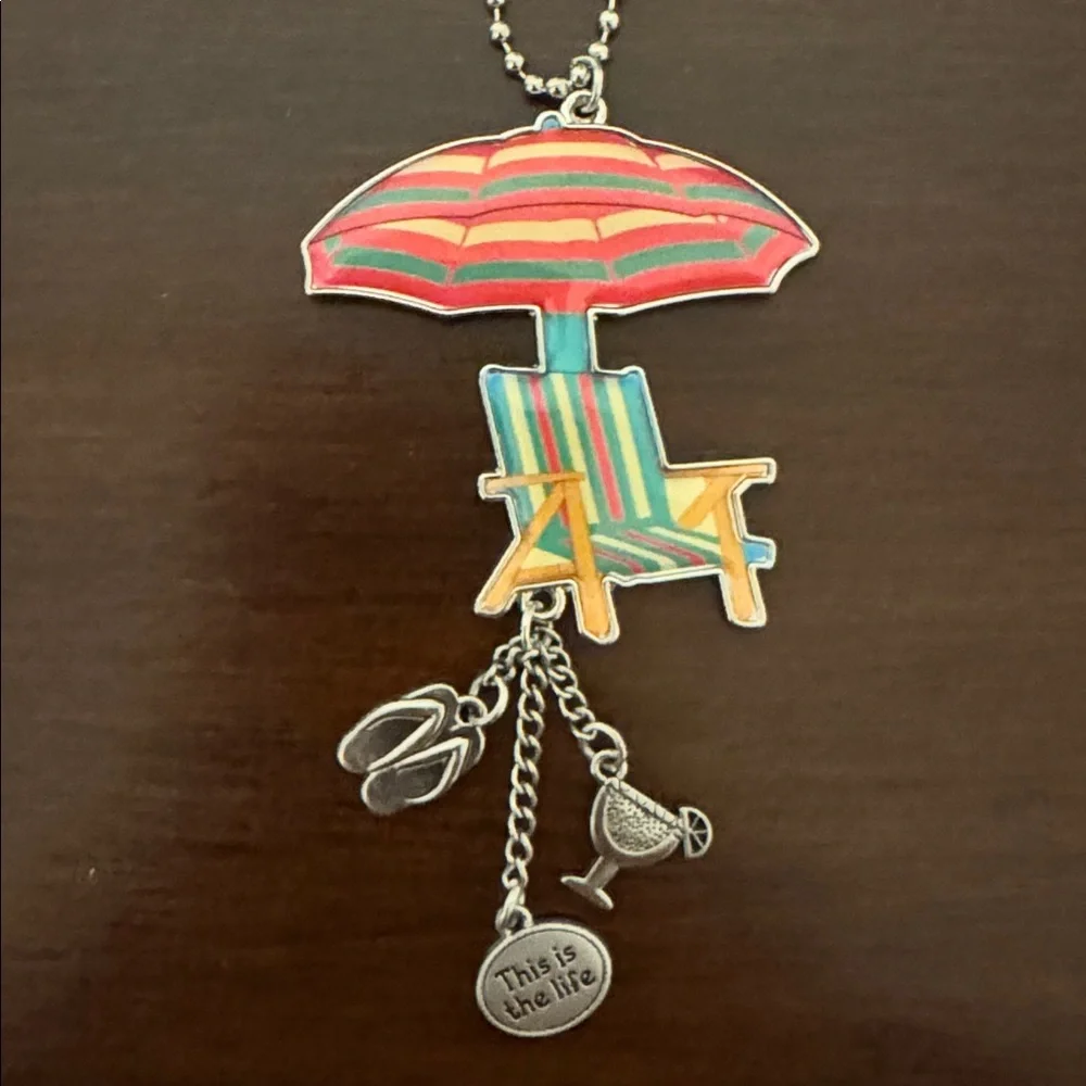 Colorful Beach Chair Rear View Mirror Accessory / Keychain - Picture 1 of 4